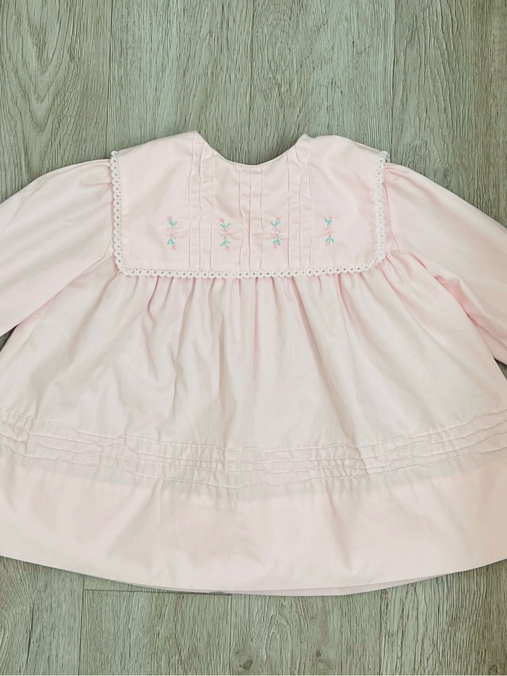Pink 18 Month Smock Dress with Embroidered Flowers